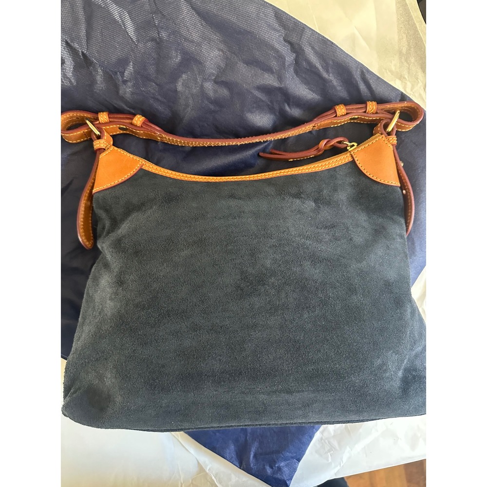 Dooney & Bourke Navy Suede Leather Trim Hobo Shoulder Bag NEW w/ Dust Bag - Picture 8 of 14